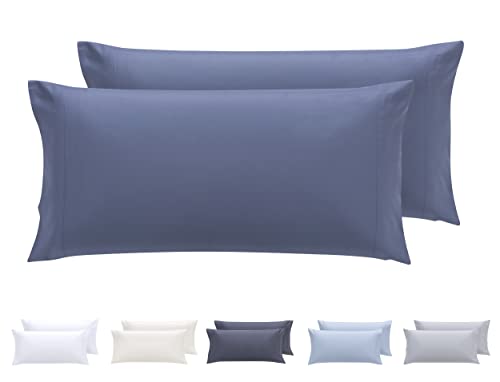 Todocama – Juego de 2 Fundas de Almohada, Microfibra Extra Suave, hipoalergénicas. Juego de 2-70x40 cm Azul grisáceo