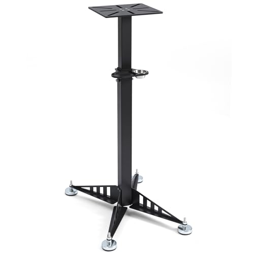 Hicarer Adjustable Bench Grinder Stand 25 to 40 Inch Grinder and Vise Floor Pedestal with Mounting Plate Compatible with Most Bench Grinders and Power Tool Stands 200-pound Weight Capacity Black