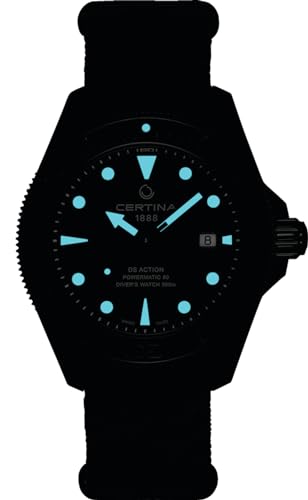 Image of Certina, Mens, DS Action Diver 43mm Powermatic 80, Stainless Steel, Swiss Automatic, Watch, Black, Plastic, 21, (C0326073805100)