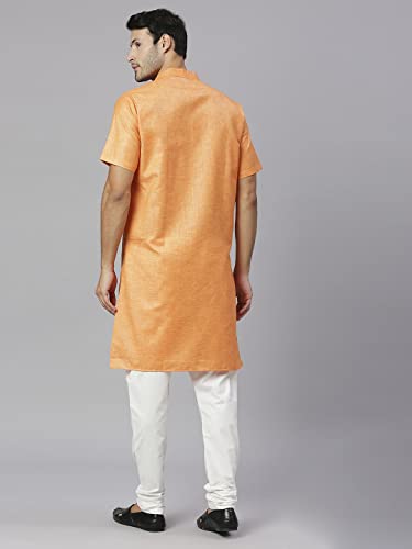 Image of Rajubhai Hargovindas Men's Pure Cotton Woven Design Half Sleeve Kurta