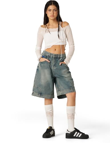 Image of Aelfric Eden Washed Reverse Jorts Mens Casual Denim Shorts Loose Fit Baggy Jean Short Streetwear Trendy Outfits