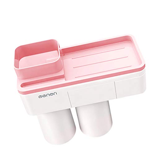 Adsorption Cup Zahnbürste Zahnpasta-Halter Familie Washroom Badezimmer Schlags-Free Telefon-Zahnbürste-Zahnstange, Rosa, 2 Tassen