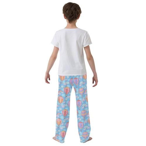Hot Air Balloon Rainbow Boys Long Pants Soft Trousers Elastic Waist Kids Lounge Bottoms with Pockets S-XL3