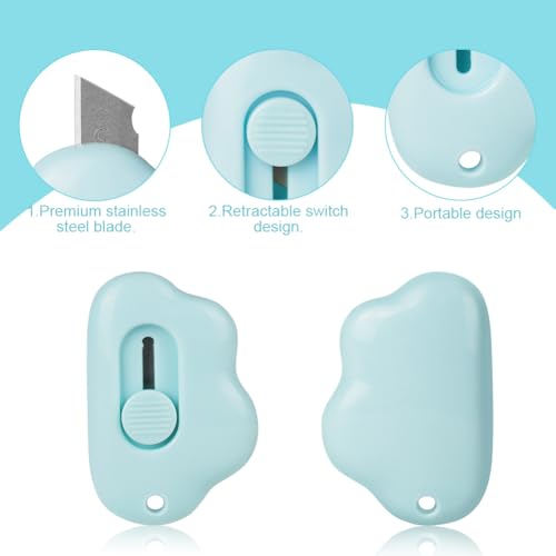 OFFCUP Mini Box Cutter, 3pcs einziehbares Universalmesser, Tasche Messer tragbares Brieföffner, Paketöffner, Schreibwarenmesser Cuttermesser Standard Cutter Kartonöffner für Umschlag Verpackung