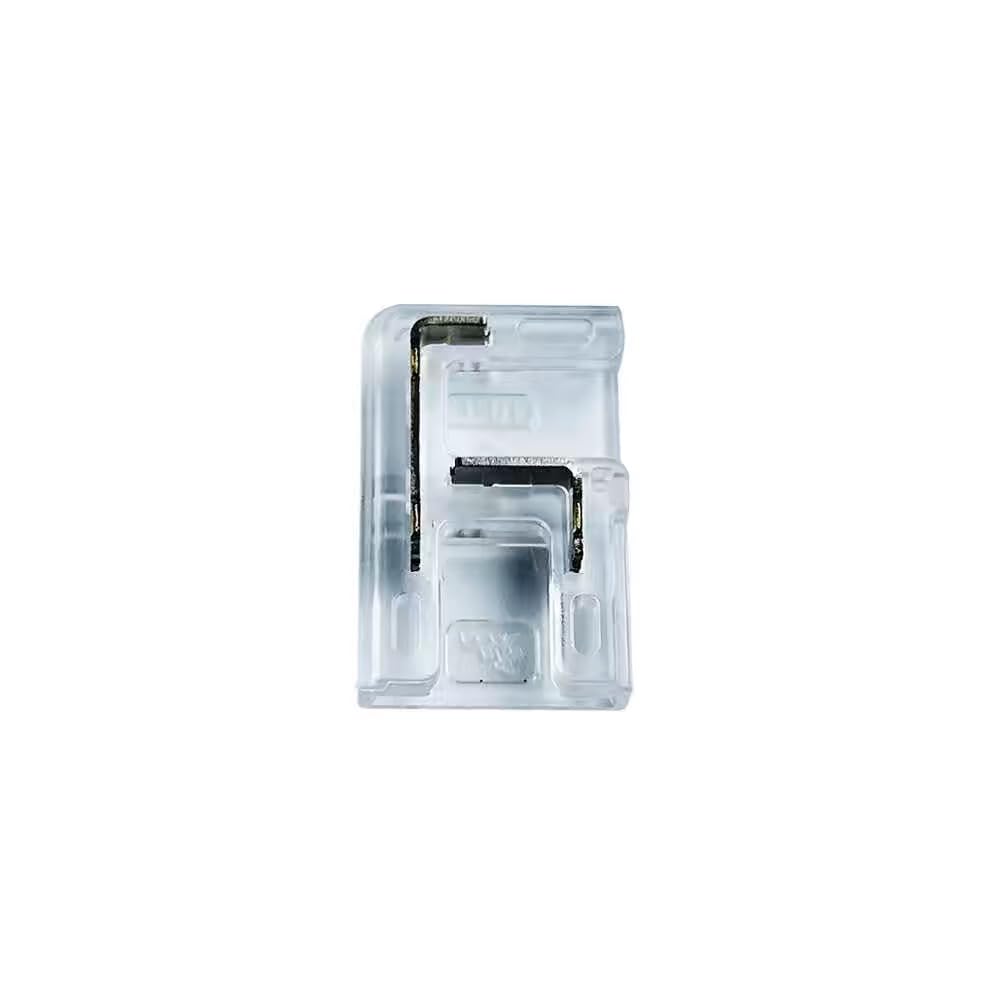 20 connettori a forma di L a 2 pin da 10 mm per strisce luminose LED COB, senza saldature, trasparenti, per strisce di luci SMD COB 5050 ad alta densità (10 mm)