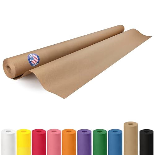 Brown Paper Roll 48 x 1200 (100 feet) - USA-Made Thick Kraft Paper Roll 50lb Thickness for Packing Moving Shipping & Crafts/Arts - 100% Recycled Natural Craft Wrapping Material by IDL Packaging