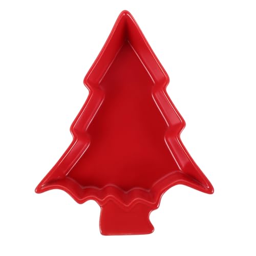 CIYODO 北欧デザインのクリスマスツリー形セラミックサービングトレイ 多用途キャンディトレイ お菓子皿 ナッツ用プレート 食卓を彩るキ