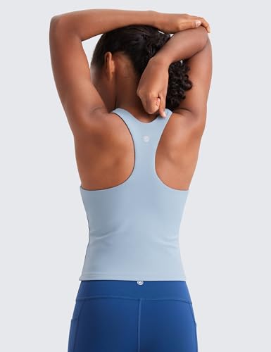 Image of CRZ YOGA Girls Butterluxe Double Lined Tank Top | Dance, Extremely Soft, Tight Fit, Waist Length, High Neck, Athletic, Sleeveless Shirts for Teen