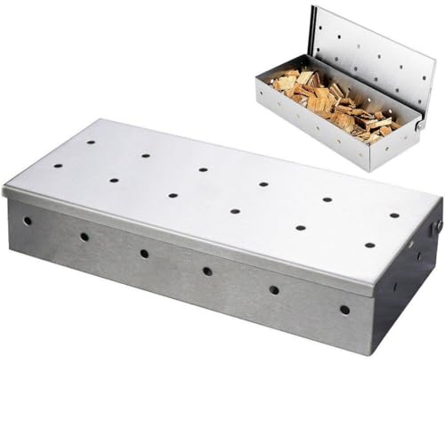 Baokuan Caja para Ahumar De Acero Inoxidable Caja para Ahumar Barbacoas para Astillas De Madera Caja para Ahumar con Orificios En Tapa Accesorios para Fumar para Picnics En Hogar Y Aire Libre - imagen 8
