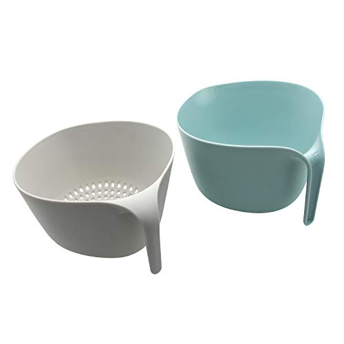 Juego de cuencos coladores de cocina 2 en 1 en capas para lavar verduras, frutas, coladores de drenaje desmontable, antideslizante, ahorro de espacio, drenaje rápido, diseño ergonómico, gran regalo