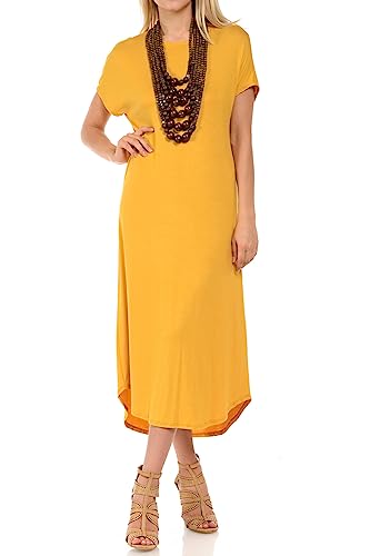 Image of iconic luxe Women's A Line Short Sleeve T Shirt Midi Dress Summer Casual