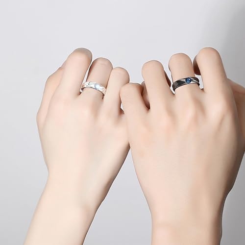Matching Rings for Couples Promise Rings for Him & Her Engagement Wedding Rings Set Adjustable Silver Couple Rings Statement Rings Valentines Day Gifts3