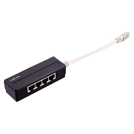 LogiLink MP0032 Modular Splitter 4Port RJ45, geschirmt, mit 15 cm Kabel