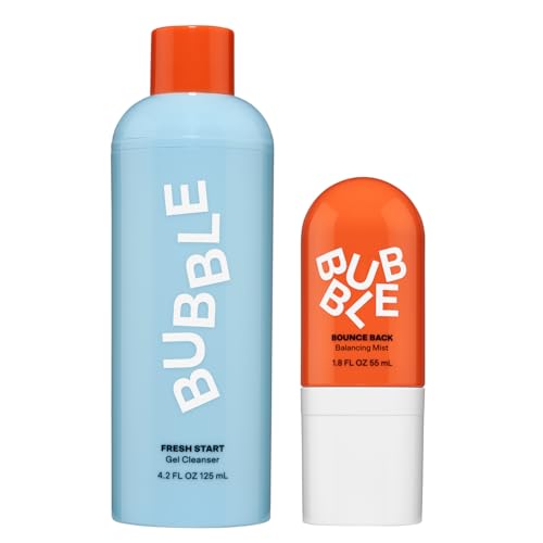 Bubble Skincare Clean + Tone Duo - Fresh Start Gel Face Wash (125ml), Bounce Back Hydrating Toner Spray (55ml), Gentle Daily Cleanser + Mattifying Facial Toner for Balanced Skin