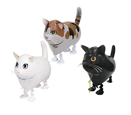 Amazon | お散歩バルーン 猫ちゃん3体セット ヘリウムガスなし