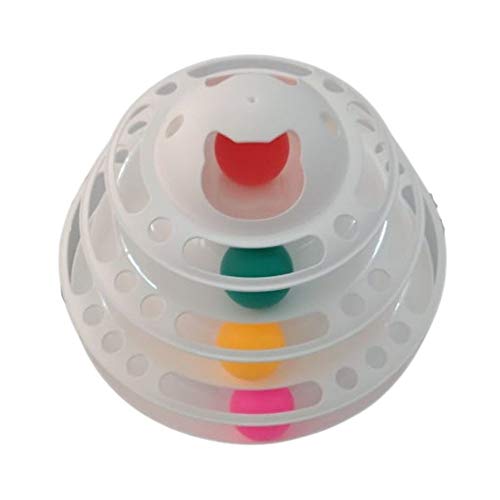 Brinquedo Pet Torre Circular 4 Níveis 4 Bolinhas Para Gatos Interagir e Divertir Love Pet Branca