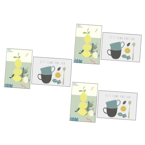 Décoration murale cuisine citron et tasse Gadpiparty : lot de 6 affiches style scandinave