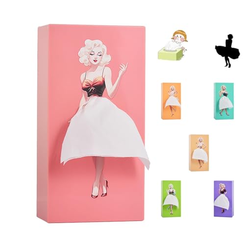SENIURIS Schöne Taschentuchbox mit langem Rock für Mädchen, kreative Cartoon-Tücherabdeckung, Papierspender für Zuhause, Büro und Auto (grünlich-blau)
