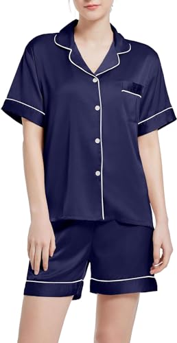 Catálogo de Pijama Dama para comprar online. 47 AKASENKO Pijama de Verano de satén para Mujer,Pijama de Seda Satinada con Mangas Cortas y Botones,con Cuello en V,Conjuntos de 2 Piezas (MX/US, Alfa, Grande, Regular, Regular,...