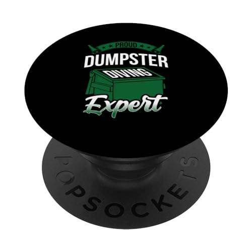 Proud Garbage Diver Fun Trash Bin Dive Dumpster Diving Humor PopSockets Swappable PopGrip, Black