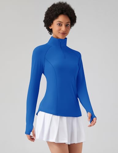 Image of LOMON Women Long Sleeve Shirts Sun Protection 1 /4 Zip Summer Quick Dry Hiking Shirts Quarter Zip Pullover for Women