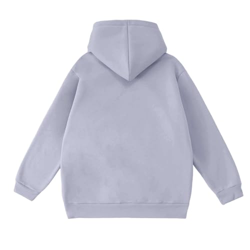Sweat à capuche avec poche kangourou pull oversize manches longues gris - 3