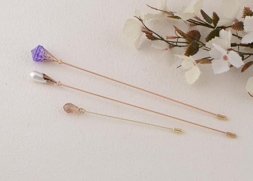 Image of Alilang 3Pcs Vintage Style Hat Lapel Brooch Pins with Flexible Bendable Design for Secure Fit on Hats, Scarves, and Suits