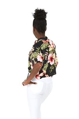 Image of Family Matching Hawaiian Clothes, Black Rafelsia | Lightweight 100% rayon • Family matching outfits • Beach vacations • Luaus • Cruises • Family photos