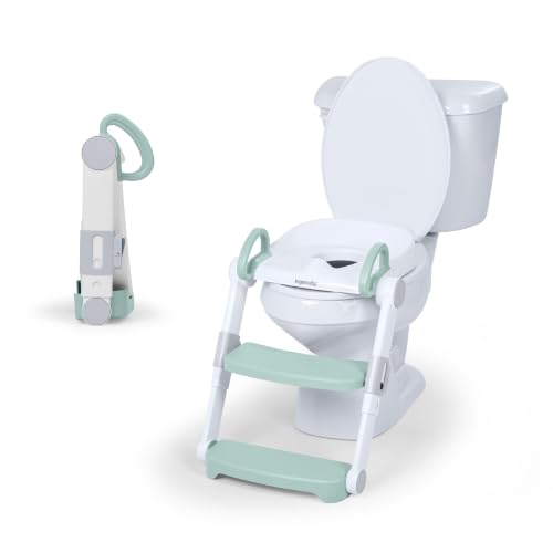 Ingenuity Foldaway Ladder Potty, Adjustable Step Stool Toilet Trainer Seat, Folds Flat for Easy Storage, Fits Most Toilets, Includes Potty Training Guide