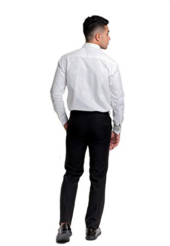 Image of ERAZOR Men's Slim Fit French Cuff Cotton Shirt with Cufflinks (White)- Premium Cufflinks Free