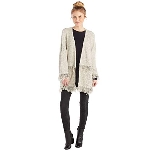 Mud Pie Cream Livvy Fringe Cardigan in Individual Sizes Medium to Large