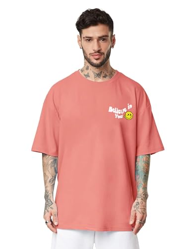 Image of Veirdo Men's Cotton Round Neck Oversized Fit T-Shirt