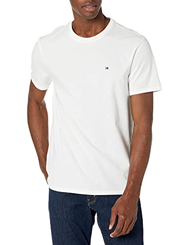 Tommy Hilfiger Men's Flag Crew Neck Tee, Bright White, Large