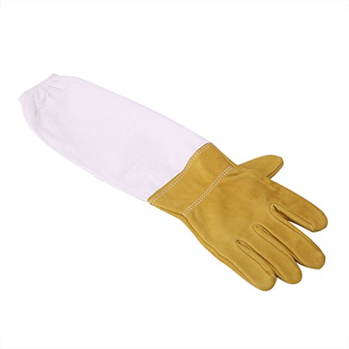 BINGHONG3 1 Pair Beekeeping Protective Gloves With Vented Long Sleeves Faux Goatskin Tools