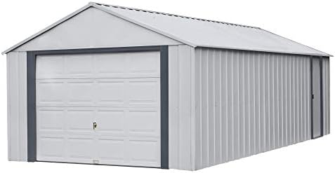 Arrow Shed 12′ x 24′ Murryhill Garage Galvanized Steel Extra Tall Walls Prefabricated Shed Storage Building, 12′ x 24′, Flute Gray