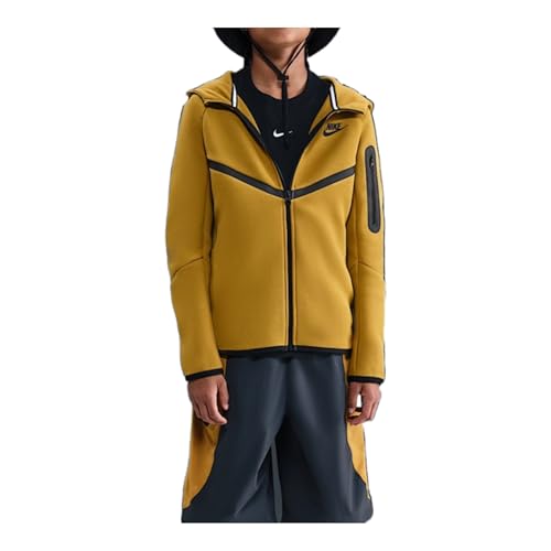 Nike Sportswear Tech Fleece Big Kids' Full-Zip Hoodie (Ochre/Black/Black)