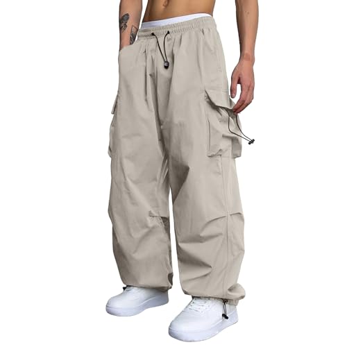 Cargo Pants for Men Baggy Straight Leg Sweatpants Elastic Waist Trousers Hiking Streetwear Stretch Casual Work Pants2
