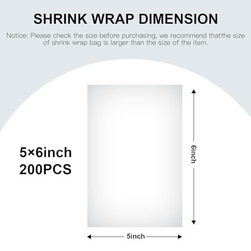 Image of 200 pcs 5x6 inch PVC Clear Heat Shrink Wrap Bags Film Bags for Small Gifts Bottles Soap Bath Bombs Candles DIY Handmade Crafts Packaging