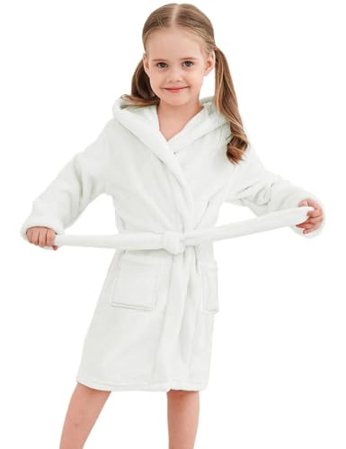 Image of Umeyda Girls & Women Fleece Hooded Robes, Soft Fuzzy Bathrobe Warm Plush Fluffy Bath Robe for Kids Womens