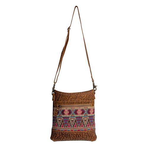 Western Leather Shoulder Bag for Women - Upcycled Canvas Crossbody Bag Colors of the Southwest4