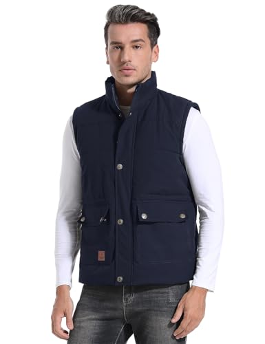 Image of Flygo Men's Winter Warm Outdoor Padded Puffer Vest Thick Fleece Lined Sleeveless Jacket