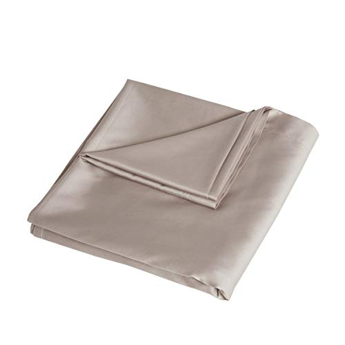 Sleepdown Drap Plat 100% Satin de Coton hypoallergénique 300 Fils au Pouce carré – Vison – Double (230 cm x 254 cm)