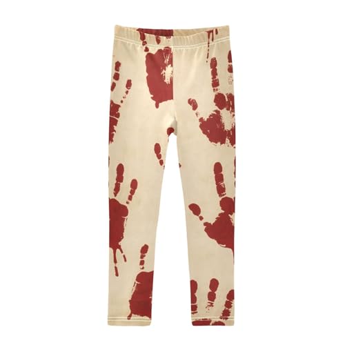 Retro Halloween Bloody Handprints Girls Leggings Stretchy Dance Pants for Kids