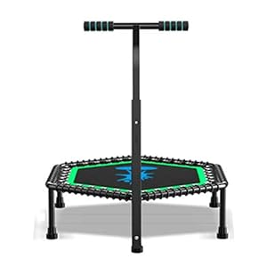 50 inch Fitness Hexagon Trampoline with Adjustable Handlebar – Green
