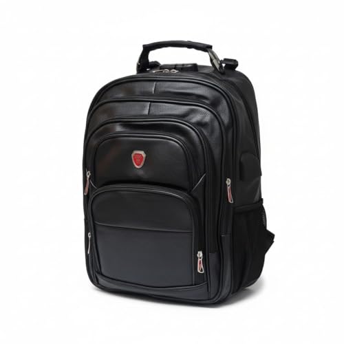 Mochila Grande Executiva Couro Sintético Notebook 15.6' USB Fone Escolar Faculdade Trabalho Resistente 30 L