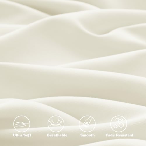 Image of KKJIAF 3 Piece Toddler Sheet Set Microfiber, Includes a Flat Sheet, a Fitted Sheet and a Ruffle Pillowcase, Beige