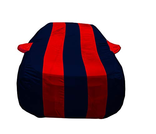 Image of Auto Hub Car Cover Compatible with Renault Triber with Weather Proof, Mirror Pocket, Triple Stitched, Triber Car Cover- Navy-Red