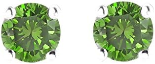 Round Green Diamond stud AAA Quality in White Gold & Yellow Gold, 0.04 ct - 2.00 ct, (IGI Certified from 0.70 ct & above)