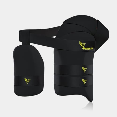 Protector de muslo para cricket Woodpecker negro y naranja miniatura 1