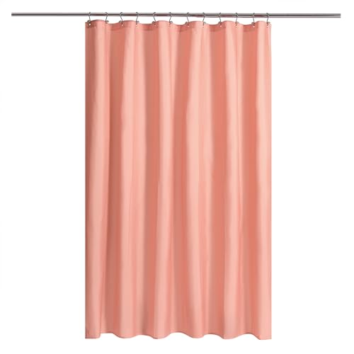 N&Y HOME Fabric Shower Curtain or Liner with Magnets - Hotel Quality Machine Washable Water Repellent - Coral 72x72